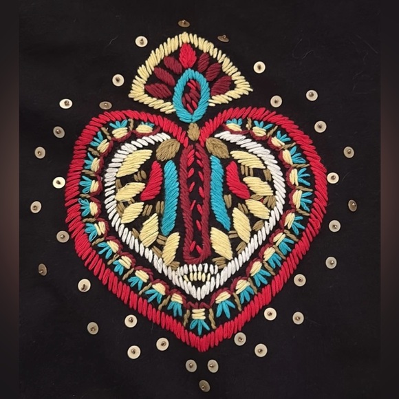 Vintage Y2K SET ‘Twisted Heart’ ♥️ Embroidered Hoodie & Flare Lounge Pants, Med - Picture 6 of 12